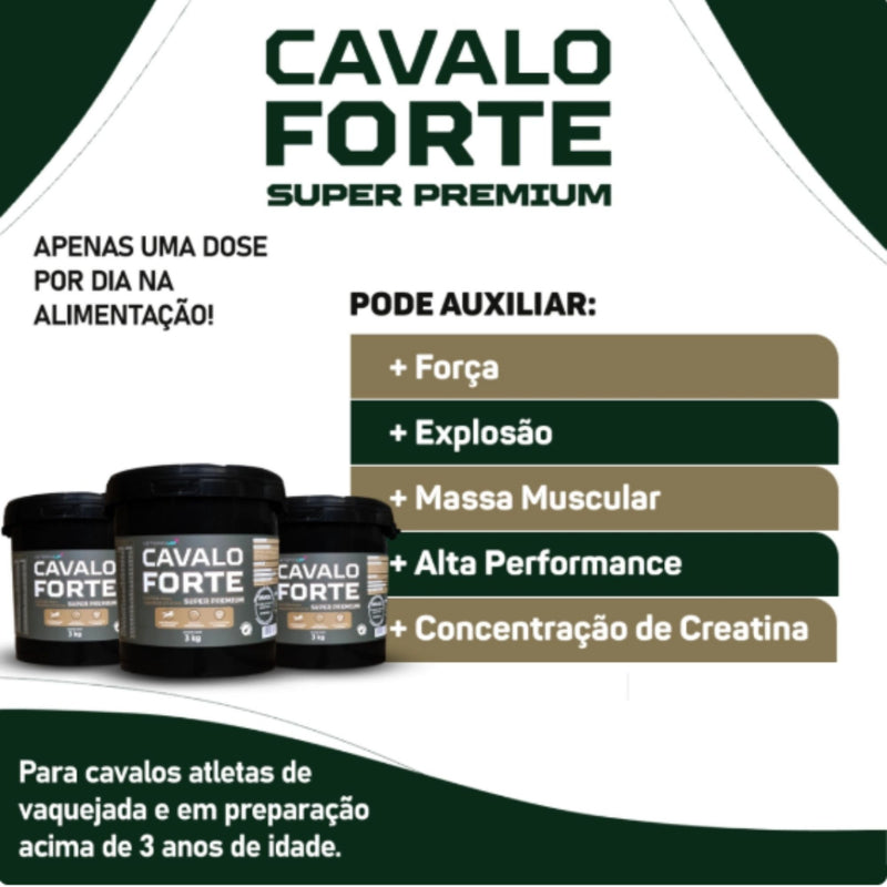 Kit Suplemento Cavalo Forte 1kg Super Premium + 1kg Crescimento + 1kg Casco e Pelo